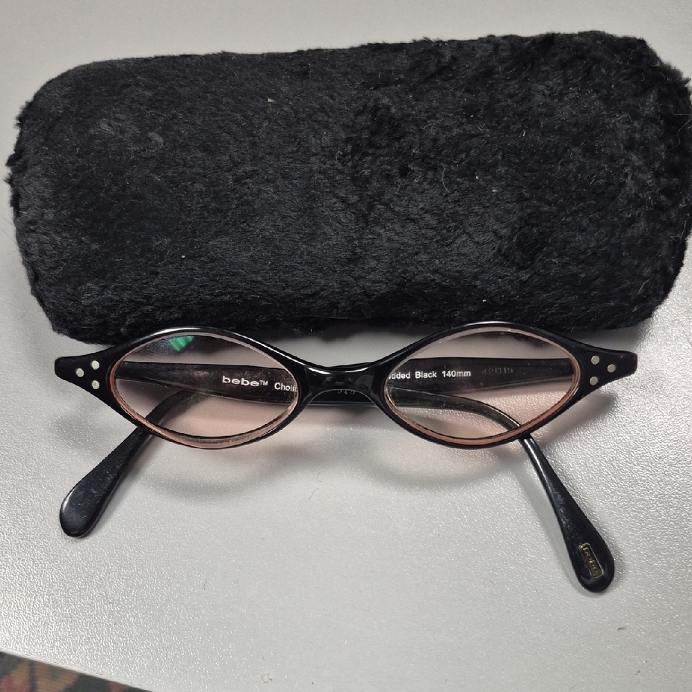 Bebe Black Studded Cholita Frames with Sunglasses Clip & Case